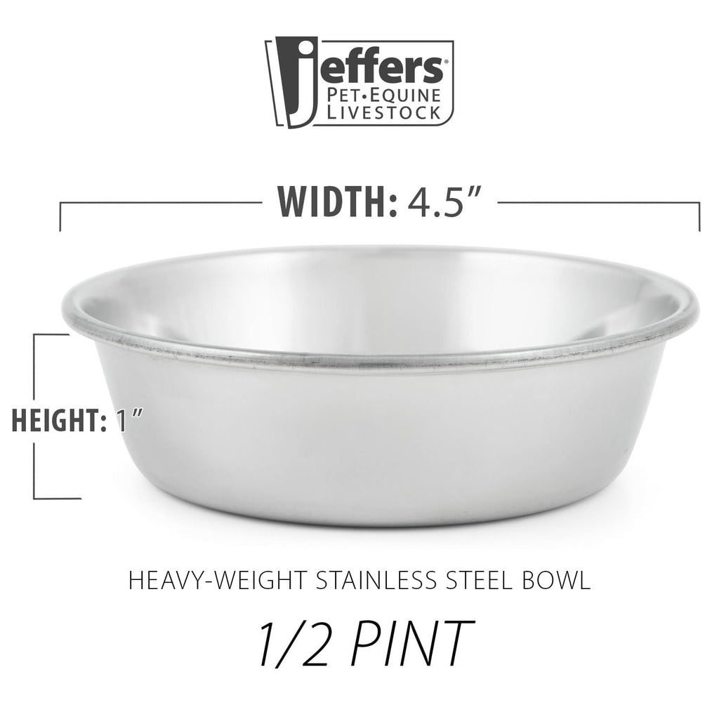 Jeffers Heavy Weight Stainless Steel Pet Bowls – Durable Pet Food & Water Dish, Chew-Resistant, Dishwasher Safe