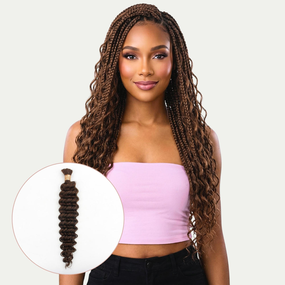 Medium Brown Deep Wave Color 4 Bulk 100% Human Braiding Hair