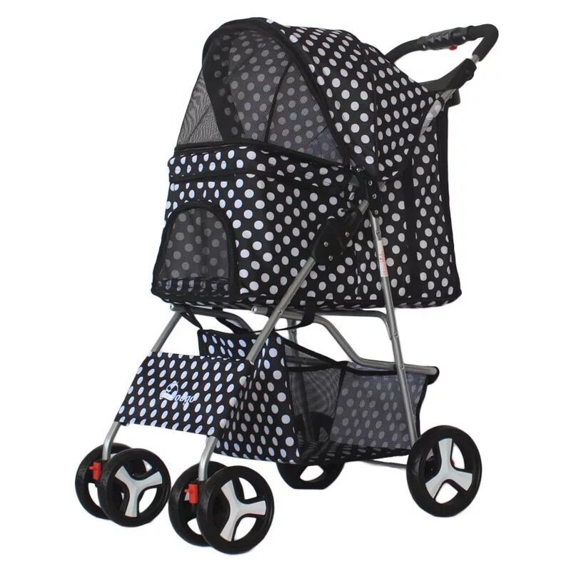 Foldable Pet Stroller with Storage Basket