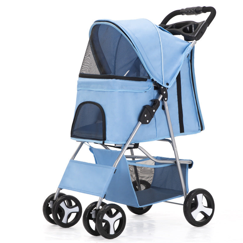 Foldable Pet Stroller with Storage Basket