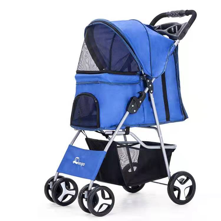 Foldable Pet Stroller with Storage Basket