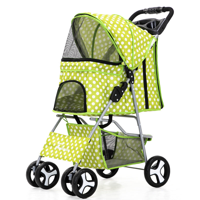 Foldable Pet Stroller with Storage Basket